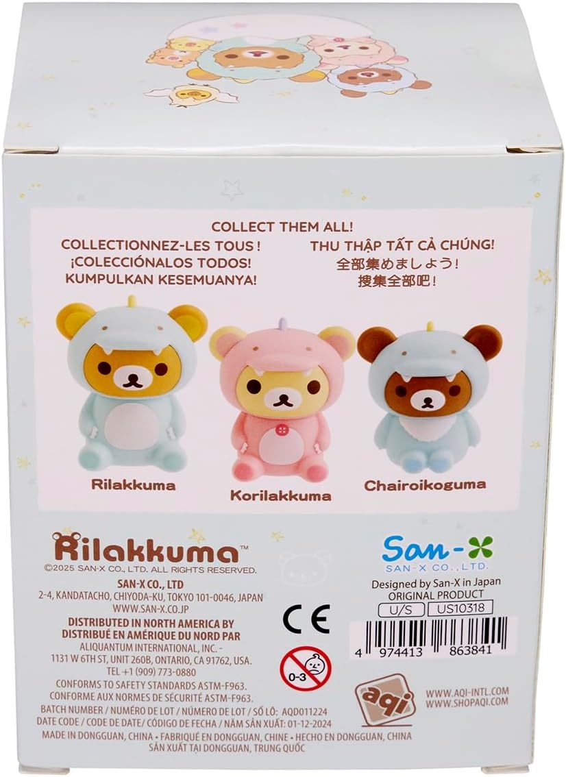 San-X Original Rilakkuma Plays with Dino Vinyl Figurine Toy – 3″ Chairoikoguma(Kiiroitori)
