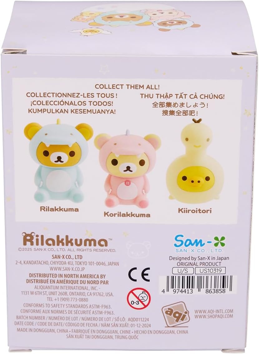 San-X Original Rilakkuma Plays with Dino Vinyl Figurine Toy – 3″ Chairoikoguma(Chairoikoguma)